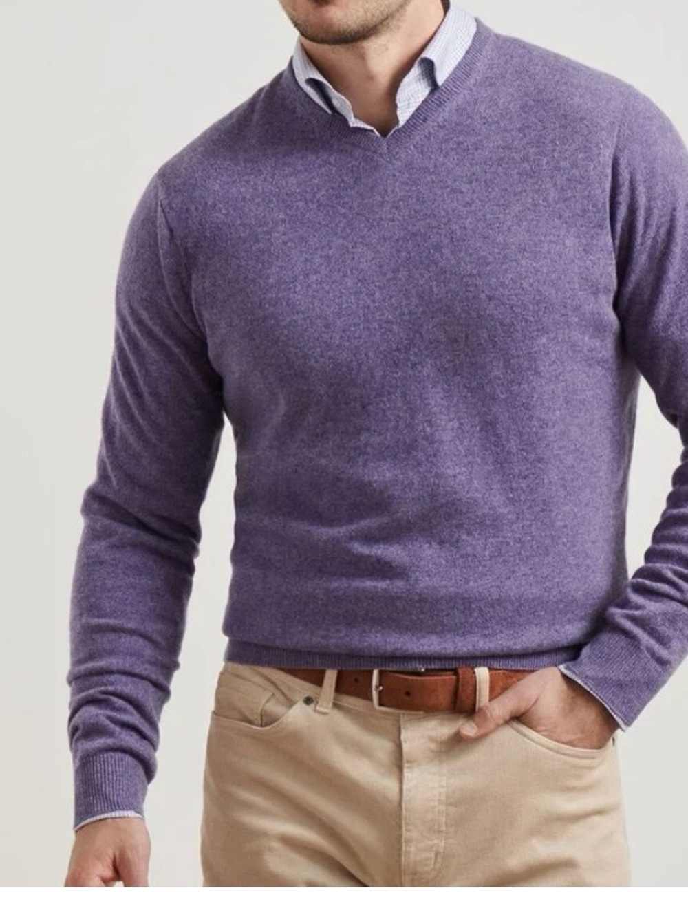 Peter Millar V-Neck Sweater in Deep Purple